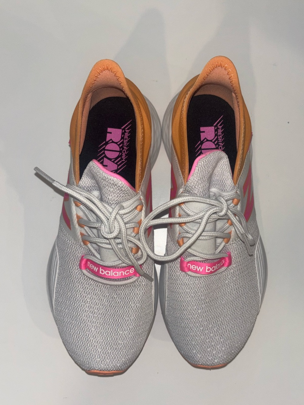 New Balance Women’s White Sneakers with Pink & Orange Accents